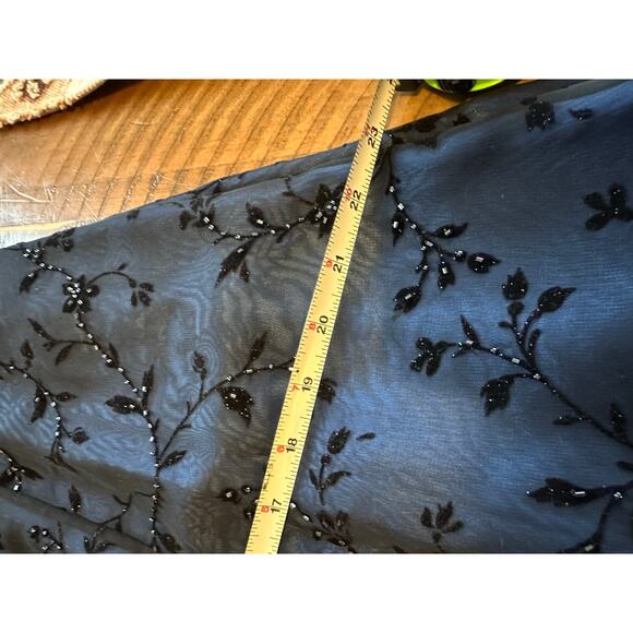 Besty & Adam 90s Vampy Gothic Beaded Mesh Overlay Prom Dress Maxi Black Blue 14 - Picture 8 of 16